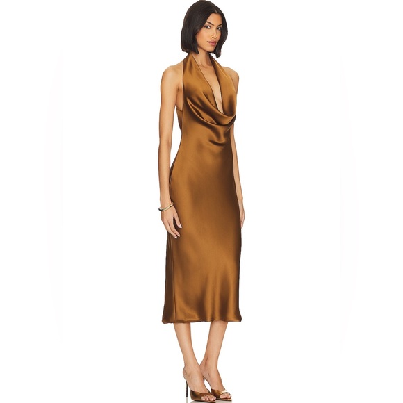 REVOLVE Norma Kamali Halter Drape Midi Dress Size M